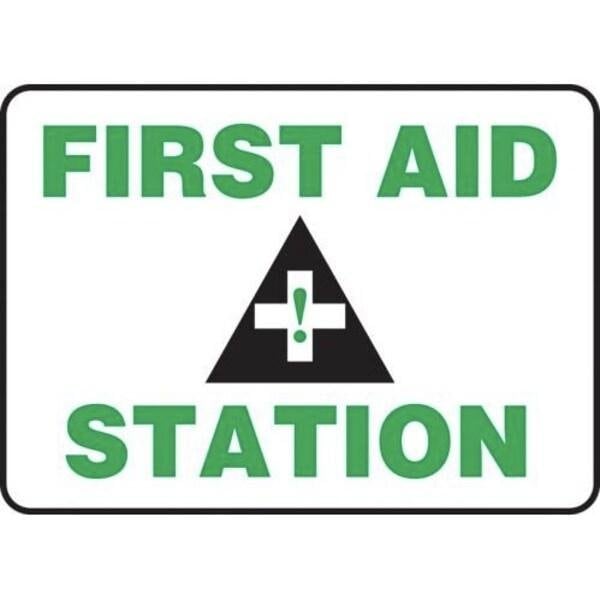 Accuform Safety Sign, FIRST AID STATION, 10 X 14, Aluminum MFSD960VA - main
